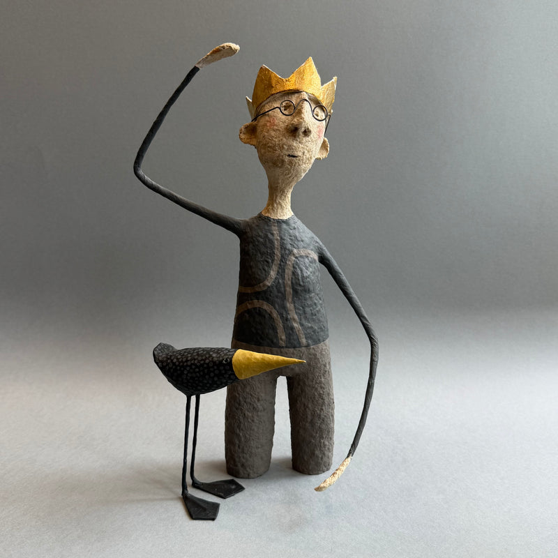 Paper Mache Sculpture ‘Herbert the King with Hattie Bird’