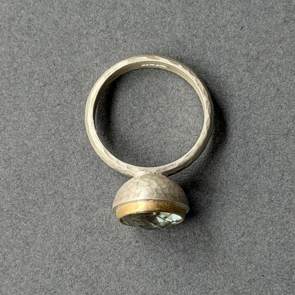 Ring - 10mm - Silver, Gold & Green Amethyst