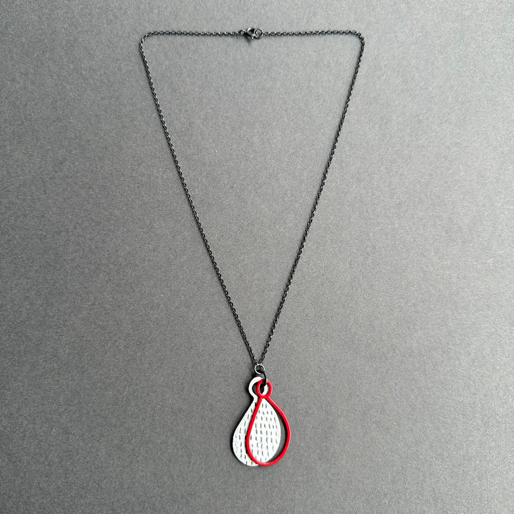 Pendant - Layered Teardrop - Dash Enamel - Short