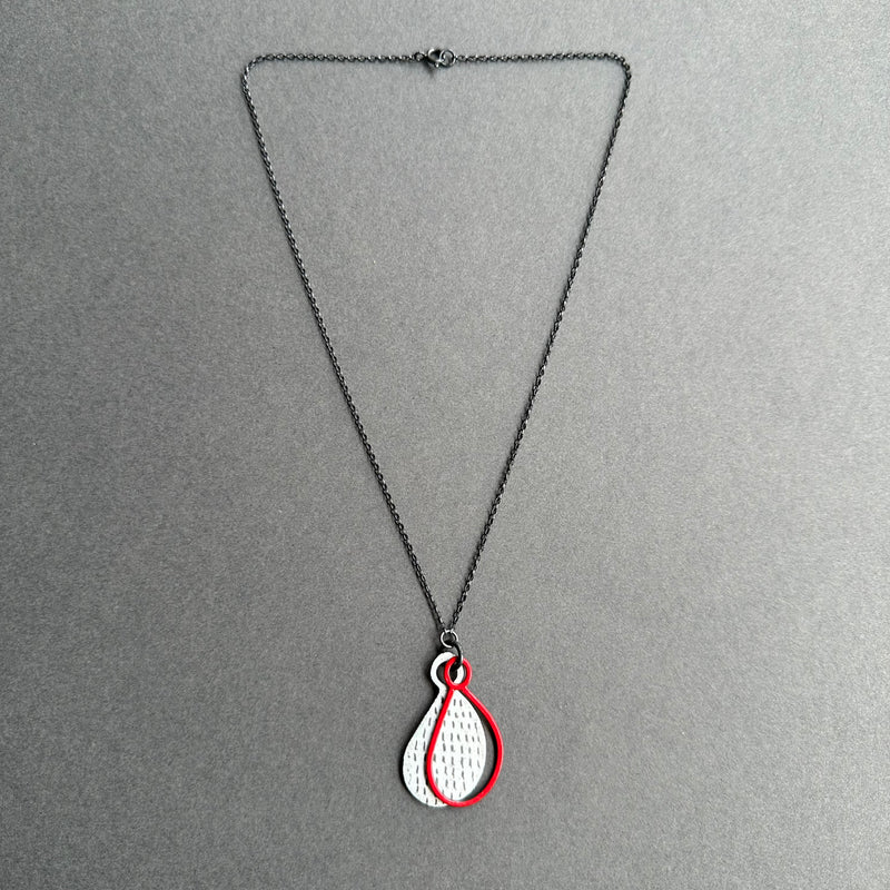 Pendant - Layered Teardrop - Dash Enamel - Short