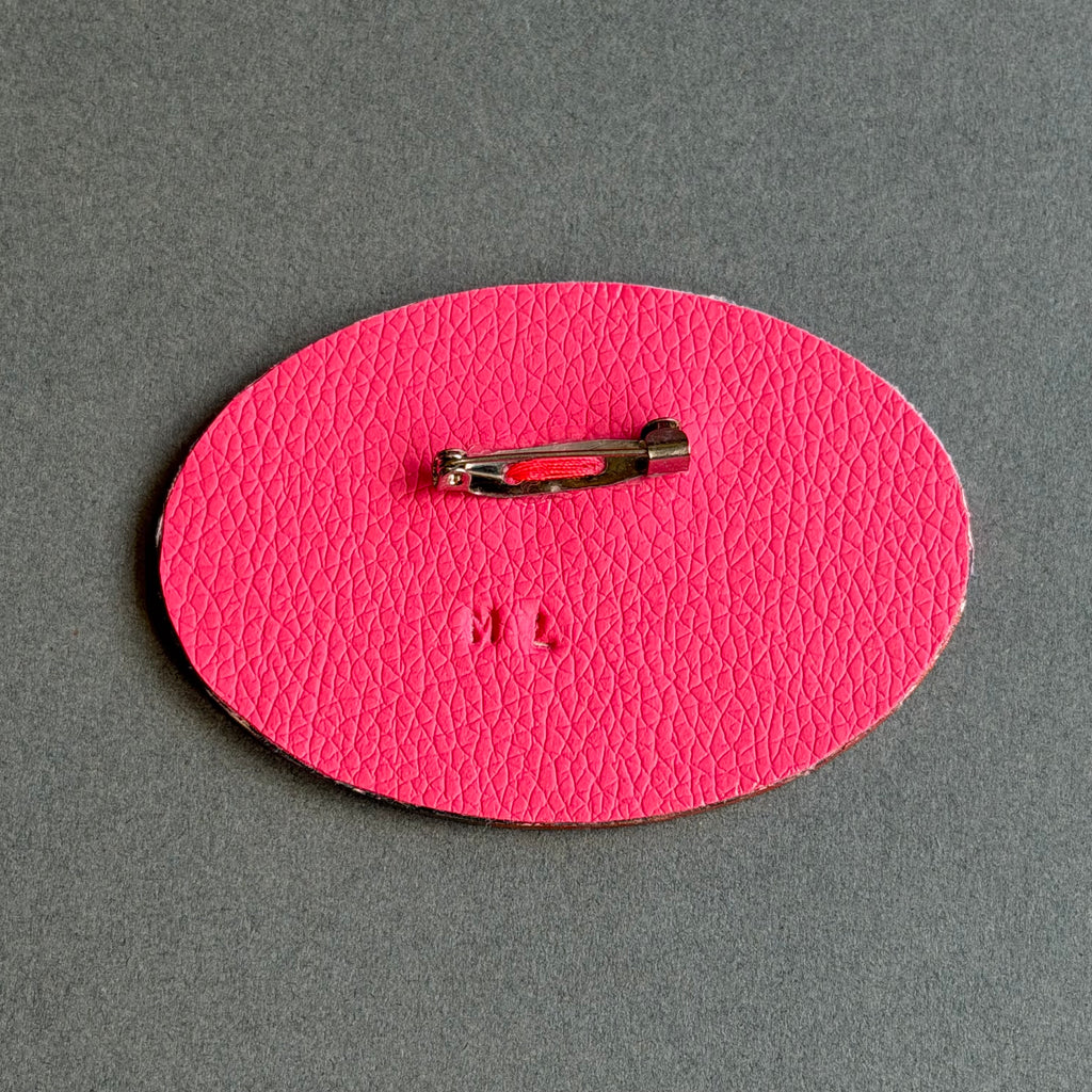 Hand-Painted Landscape Brooch - Oval