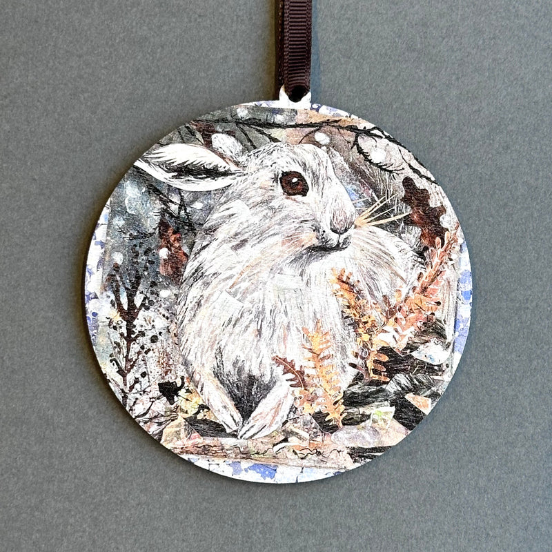 Wooden Bauble - Winter Hare