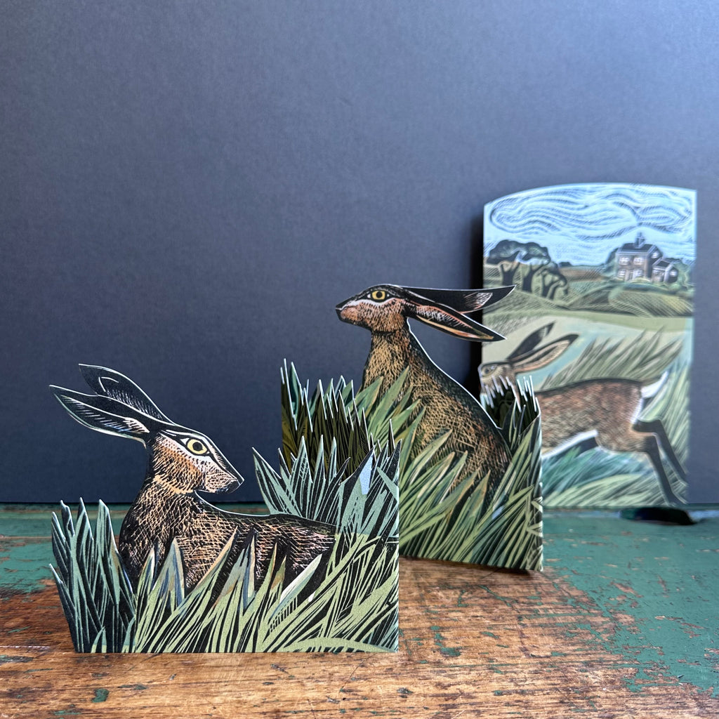 Die-Cut Card - Angela Harding - Hares and Open Fields