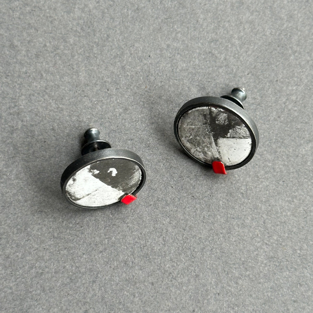 Earrings Red Tab Studs