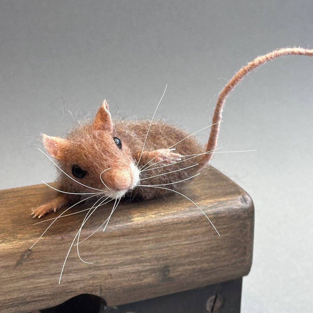 Needle Felted Mouse ‘Thimble on a Vintage Joiners Plane’