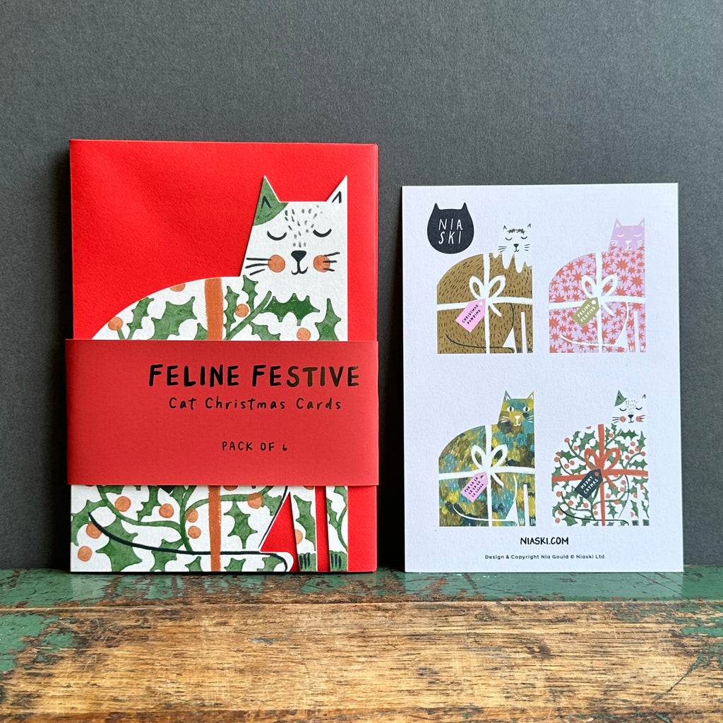 Feline Festive - Niaski - Cat Christmas Cards - Pack of 4