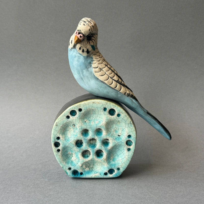 Ceramic Budgie - Single on a Plinth - Large