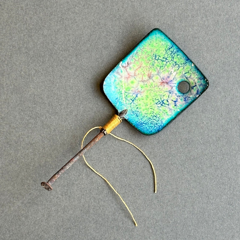 Decorative Enamel Spoon 'Bent Rusty Nail’