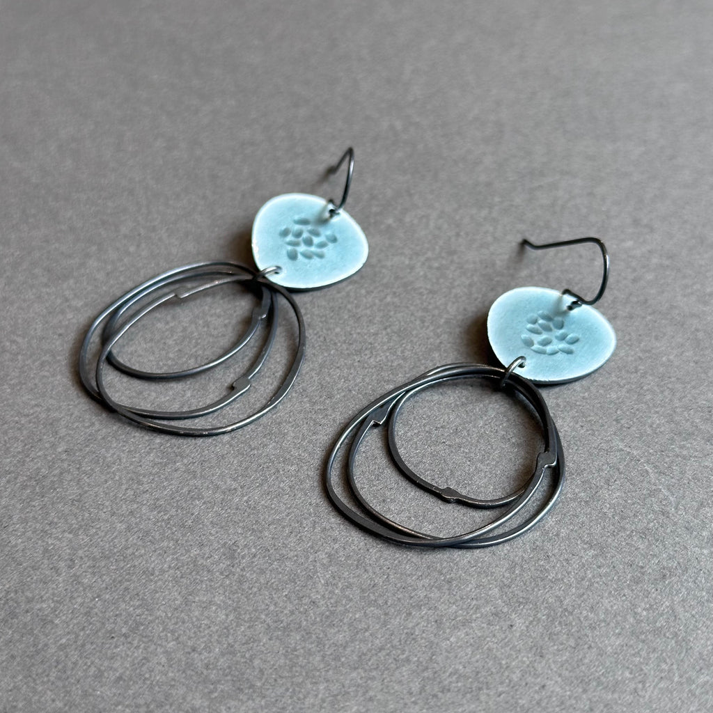 Earrings - Flotsam with Loops - Grey Enamel