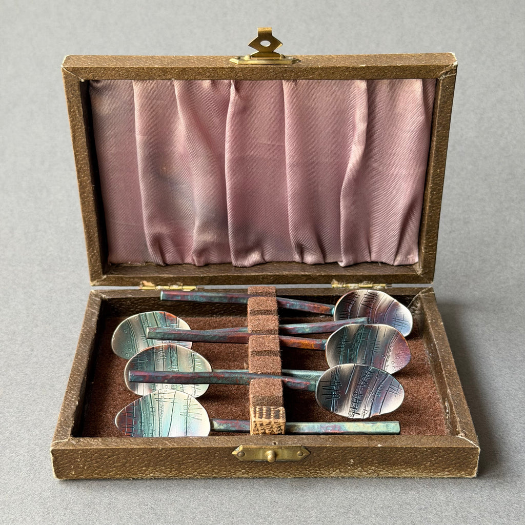 Spoon Set - Chased Silver Plate - In Vintage Box