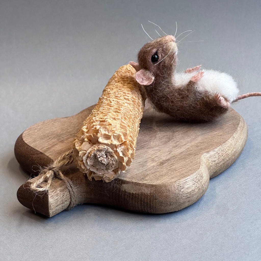 Needle Felted Mouse ‘Old Mr Abernathy & his Eaten Corn Cob’