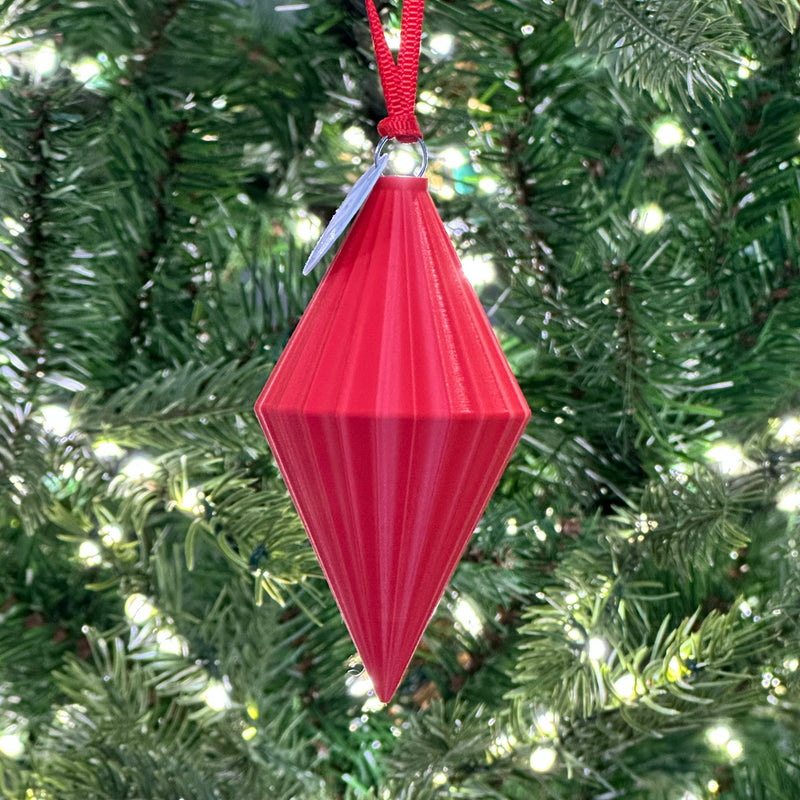 3D Printed Bauble - Rhubarb - Diamond