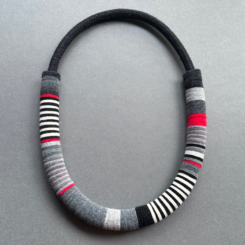 Colour Block Necklace 'Red & Greys'