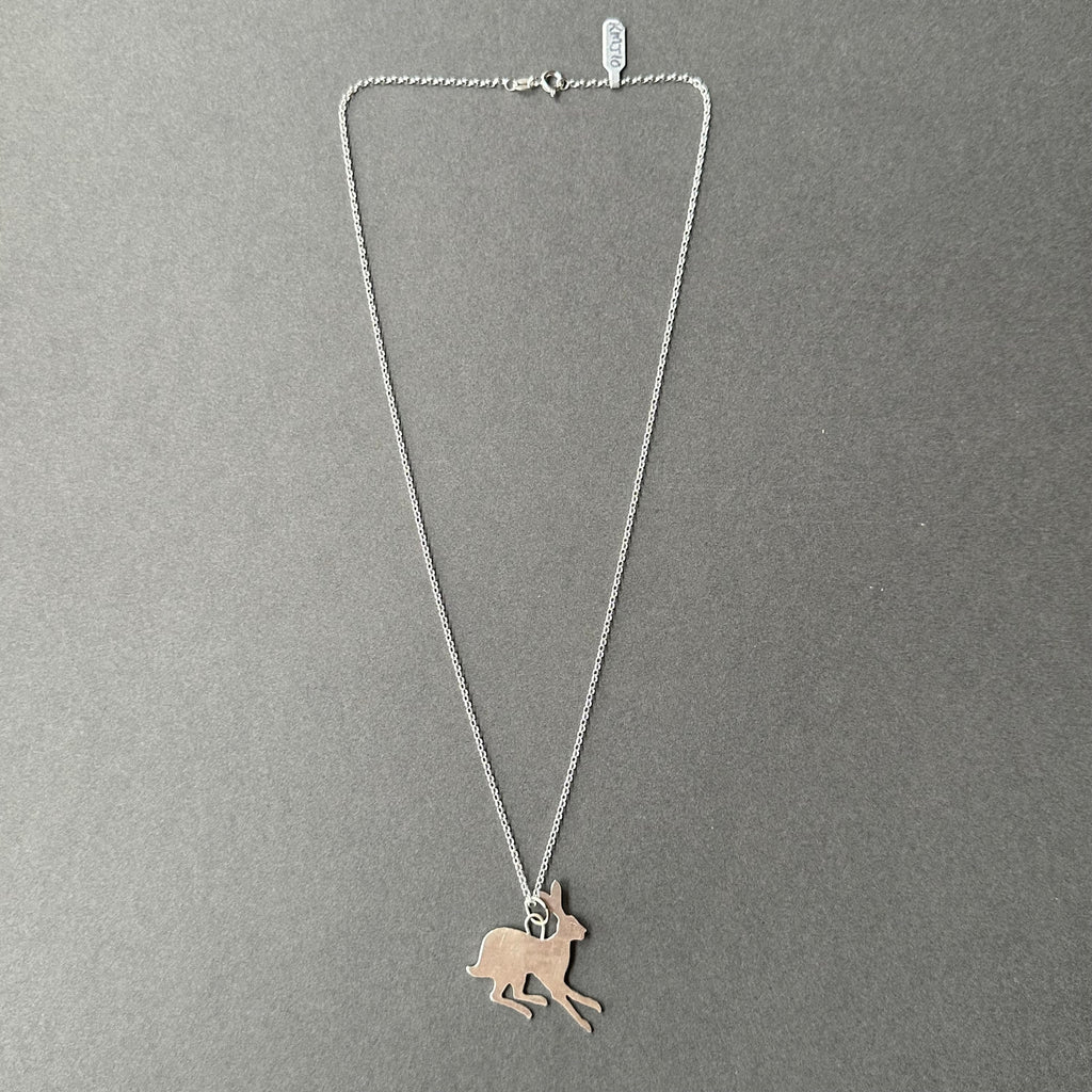 Sterling Silver Pendant - Large Running Hare