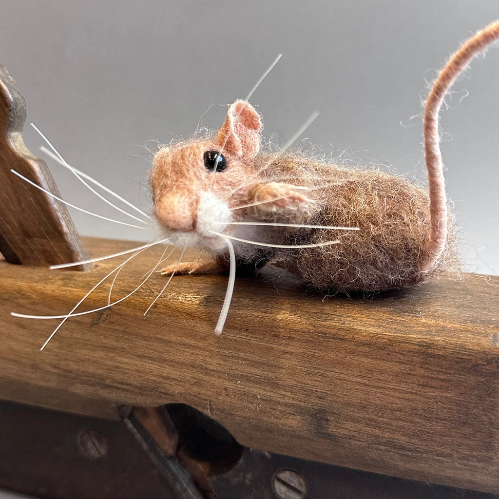 Needle Felted Mouse ‘Thimble on a Vintage Joiners Plane’