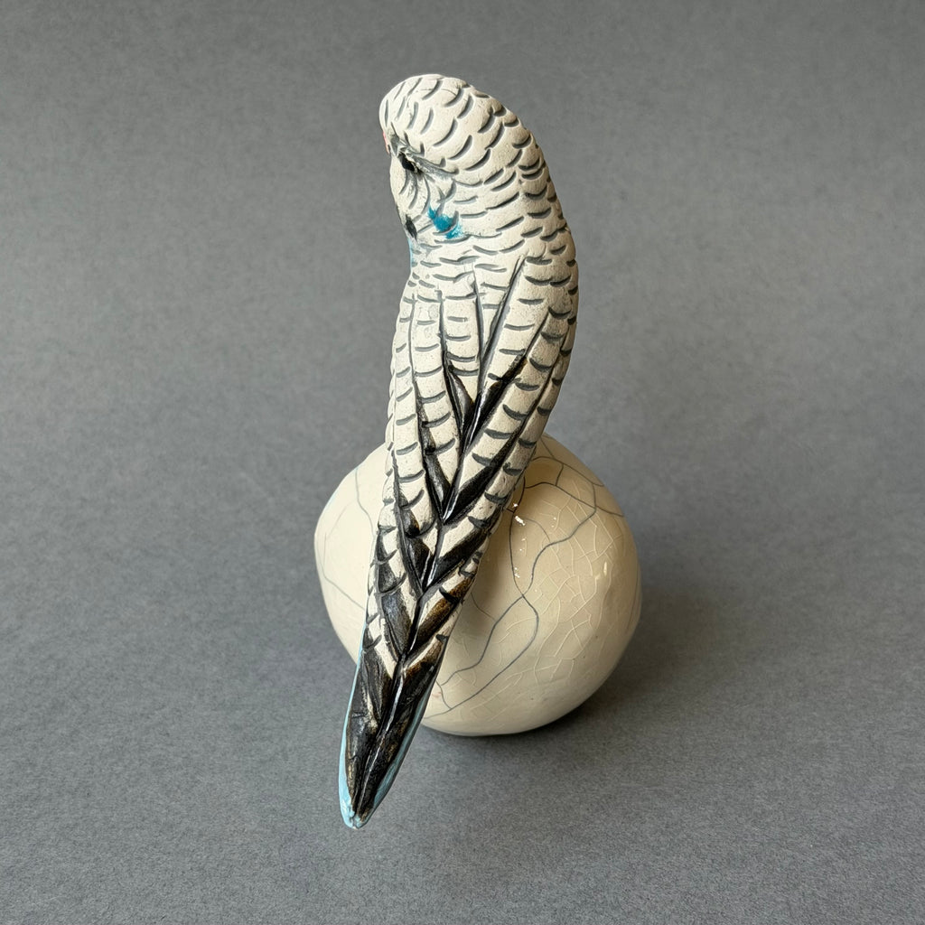 Ceramic Budgie - Single on a Seed Ball - Small