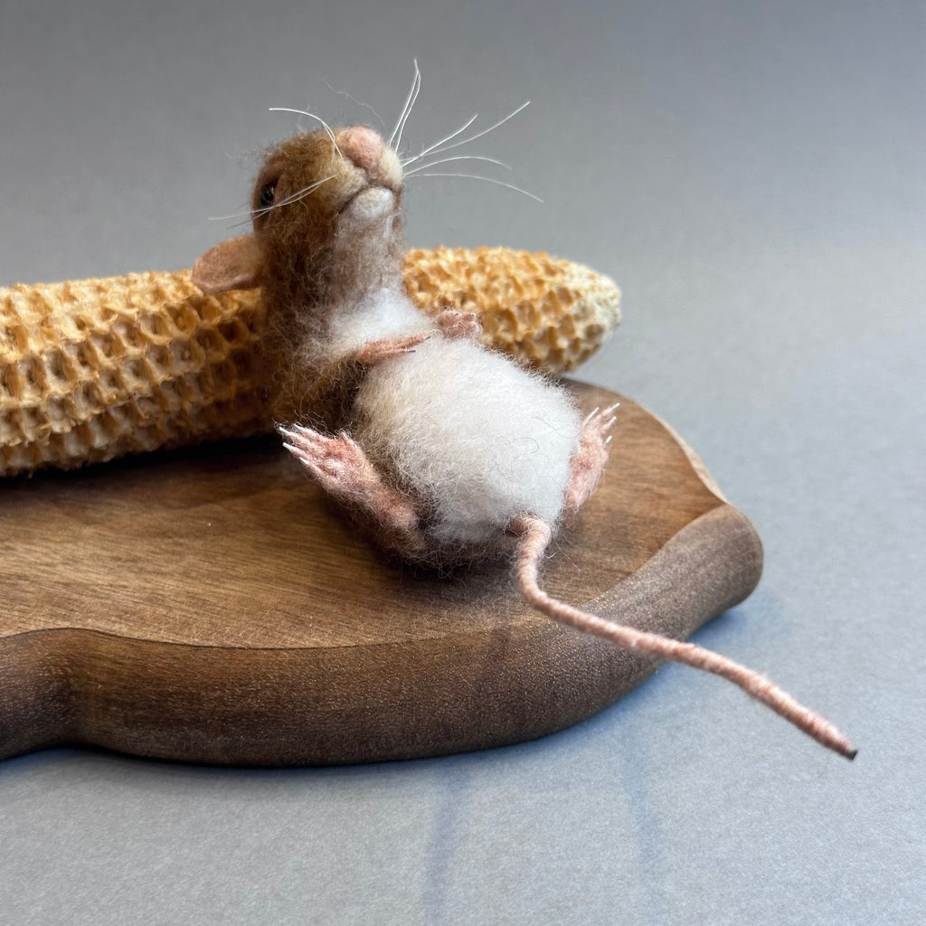 Needle Felted Mouse ‘Old Mr Abernathy & his Eaten Corn Cob’