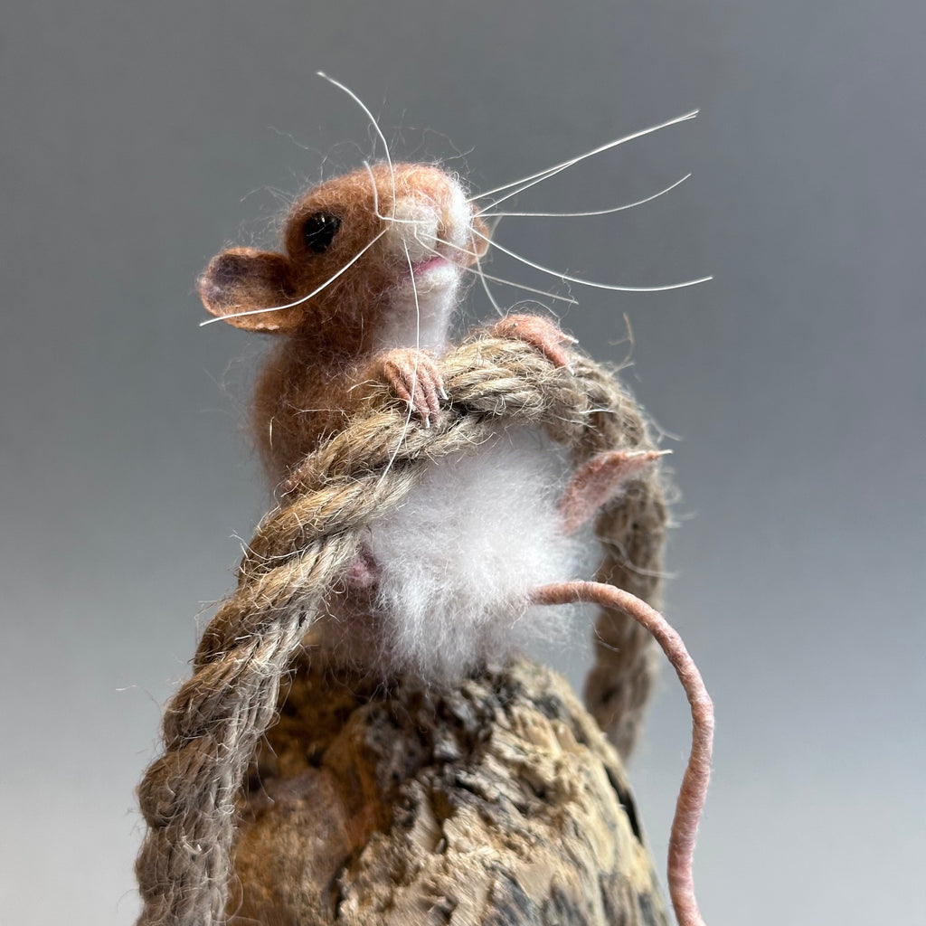 Needle Felted Mouse ‘Fatty Lumpkin on Driftwood’