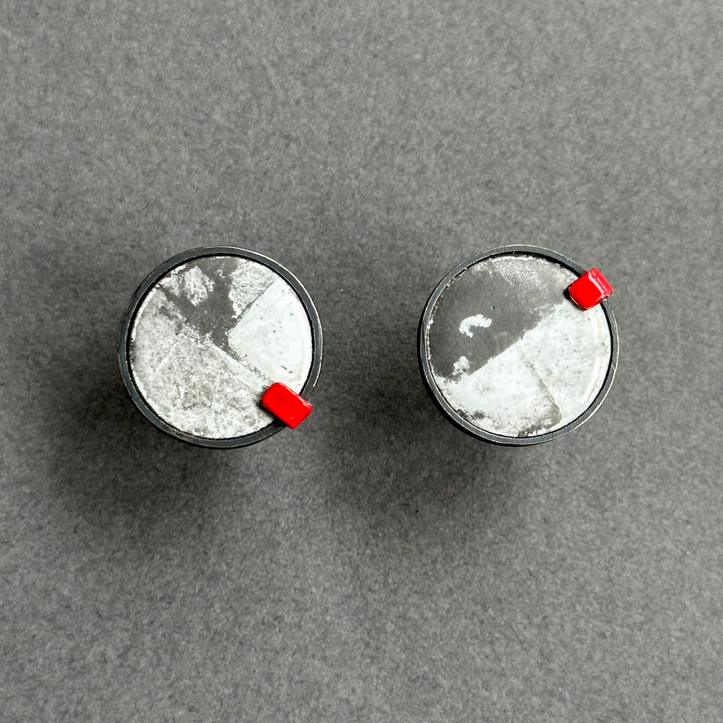 Earrings Red Tab Studs