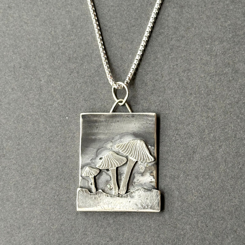 Sterling Silver Pendant - Woodland Toadstools