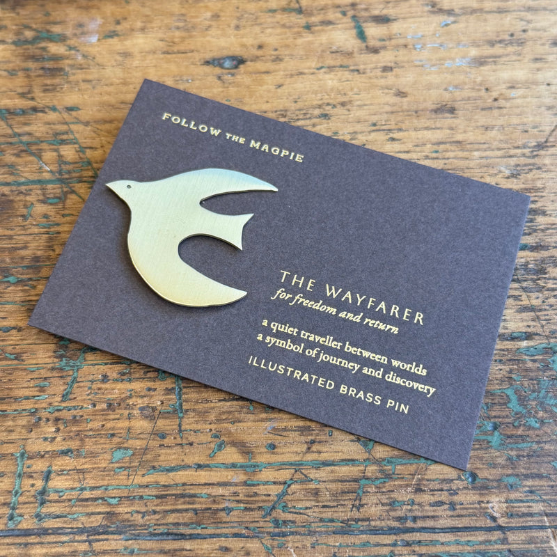 Solid Brass Brooch Pin - The Wayfarer [Bird]