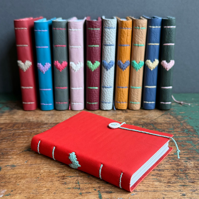 Darned Heart Notebook [Small] - Bright Red