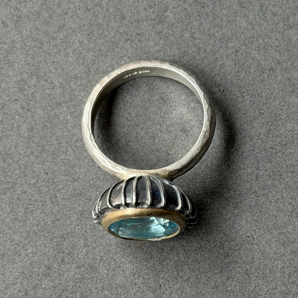 Ring - 12mm - Silver, Gold & Sky Blue Topaz