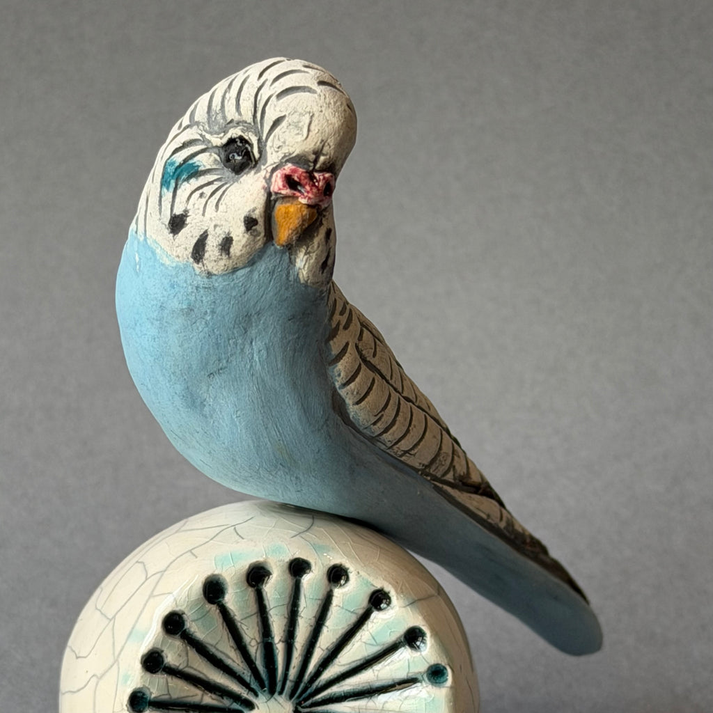 Ceramic Budgie - Single on a Seed Ball - Small