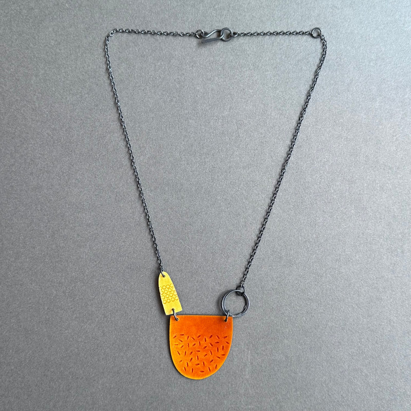 Neckpiece - Tidal - Burnt Orange & Yellow Enamel