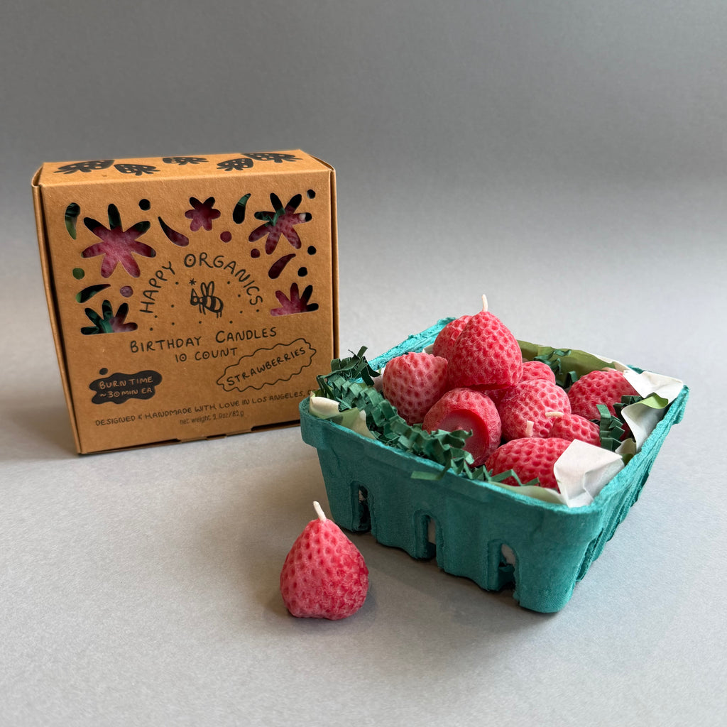 Beeswax Birthday Candles - Strawberries