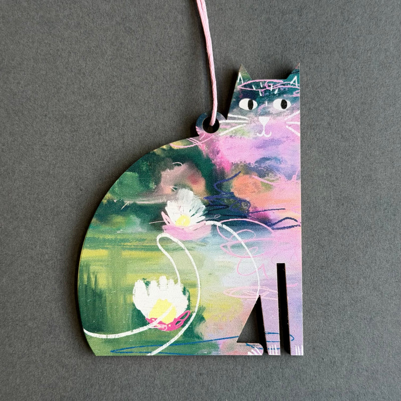 Wooden Cat Decoration - Artist - Clawed Monet