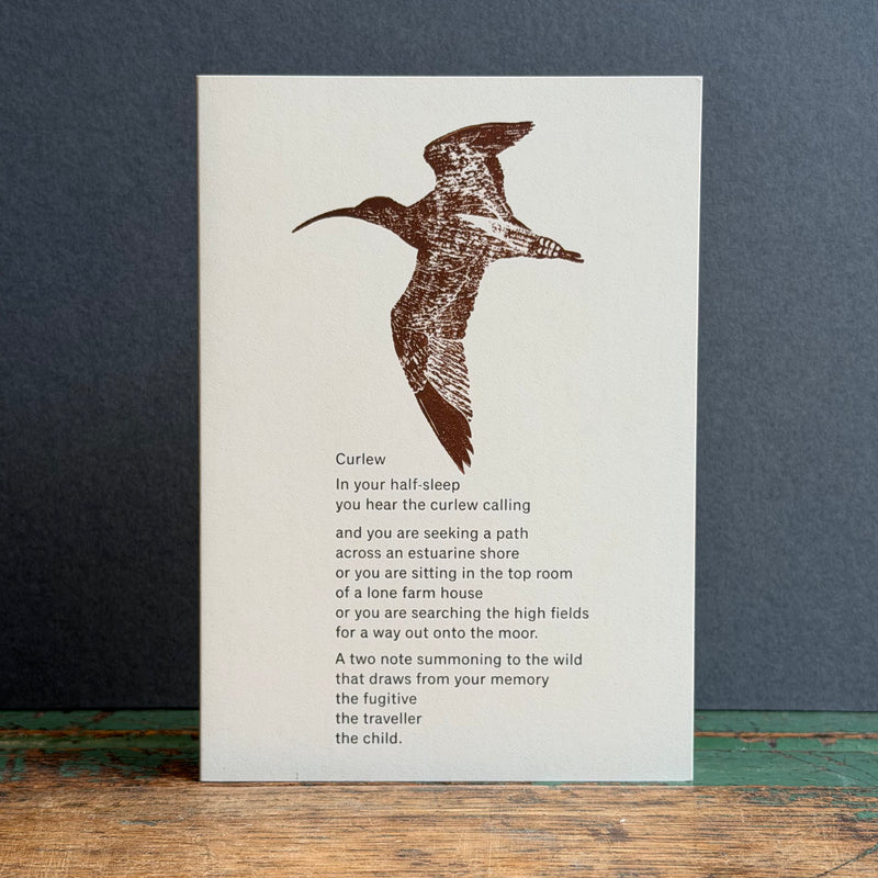 Letterpress Bird G/Card - Curlew