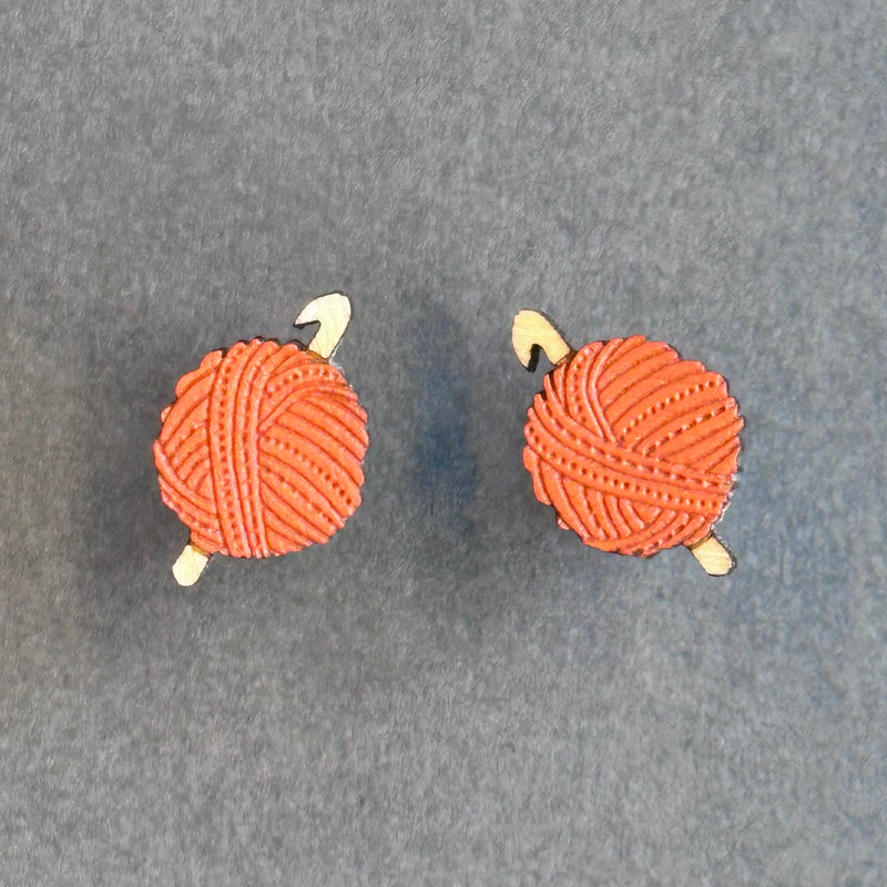 HSC Crochet Stud Earrings ‘Orange’