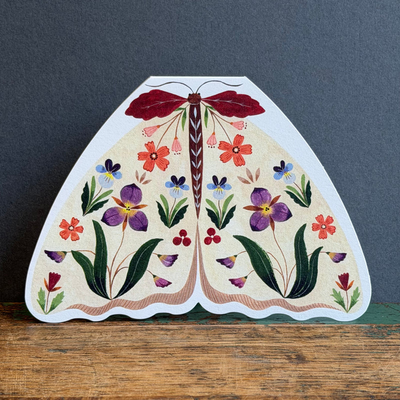G/Card - Floral Moth Shaped Card - Ivory
