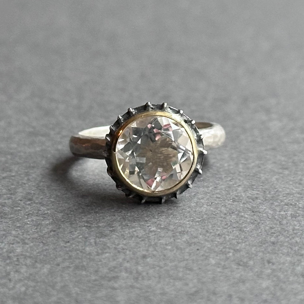 Ring - Silver, Oxidised Silver, Gold & Quartz