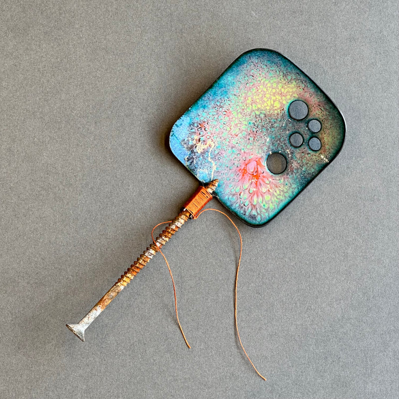 Decorative Enamel Spoon 'Long Rusty Screw’