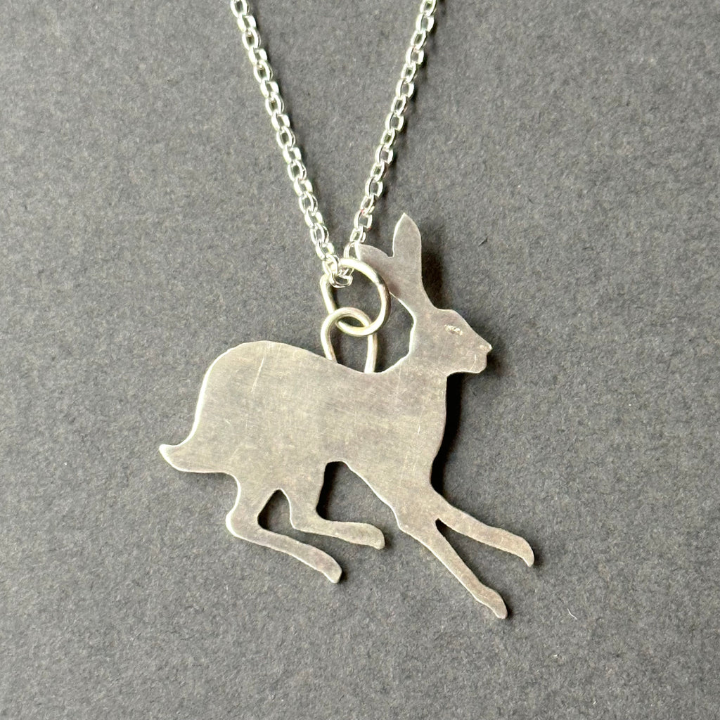 Sterling Silver Pendant - Large Running Hare