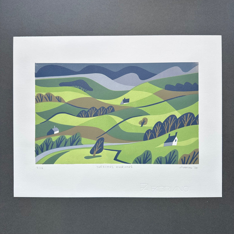 Linocut Print - Yorkshire Moorlands - Unframed