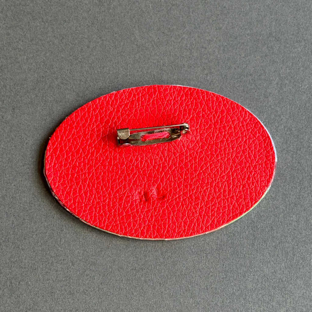 Hand-Painted Landscape Brooch - Oval