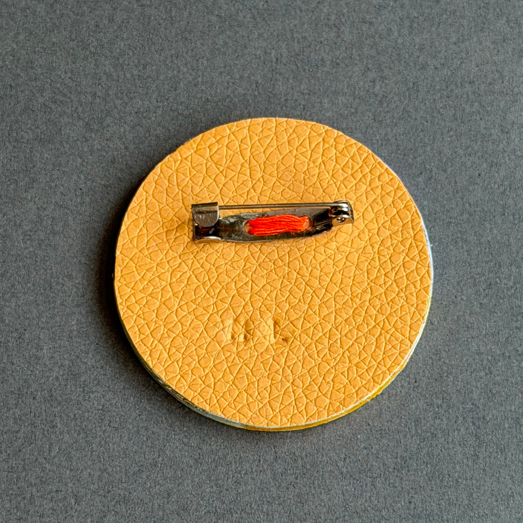 Hand-Painted Landscape Brooch - Round