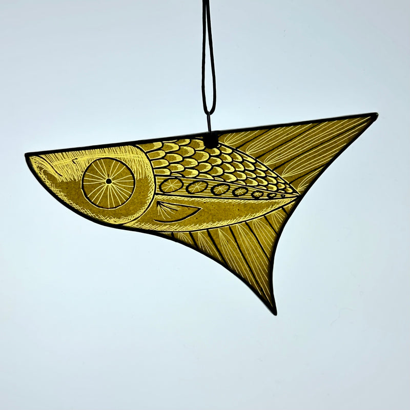 Stained Glass - Fish - Large - Gold #B