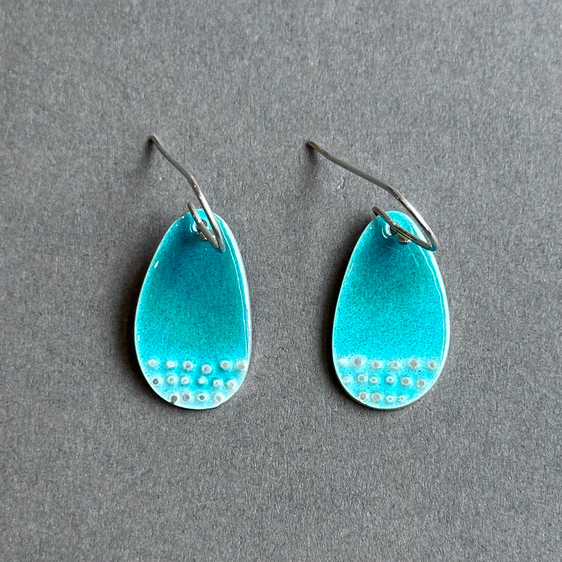 Earrings - Shoreline - Deep Turquoise Enamel