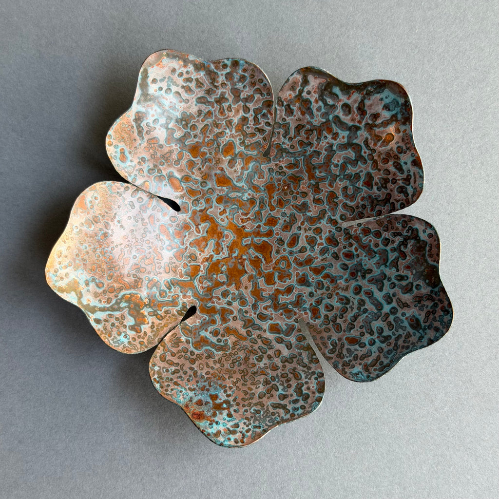 Patinated Block Flower Dish - 9cm
