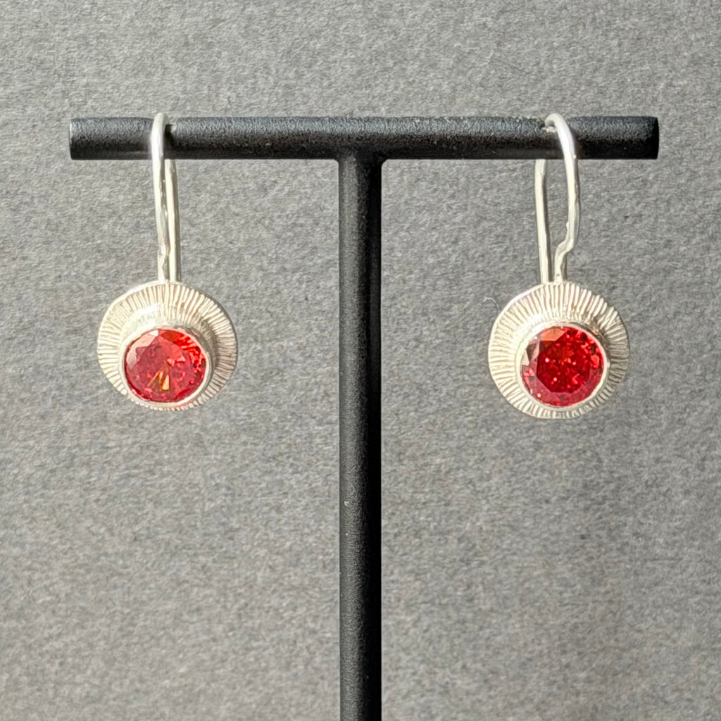 Landscape Drop Earrings - Silver & Orange Zircon