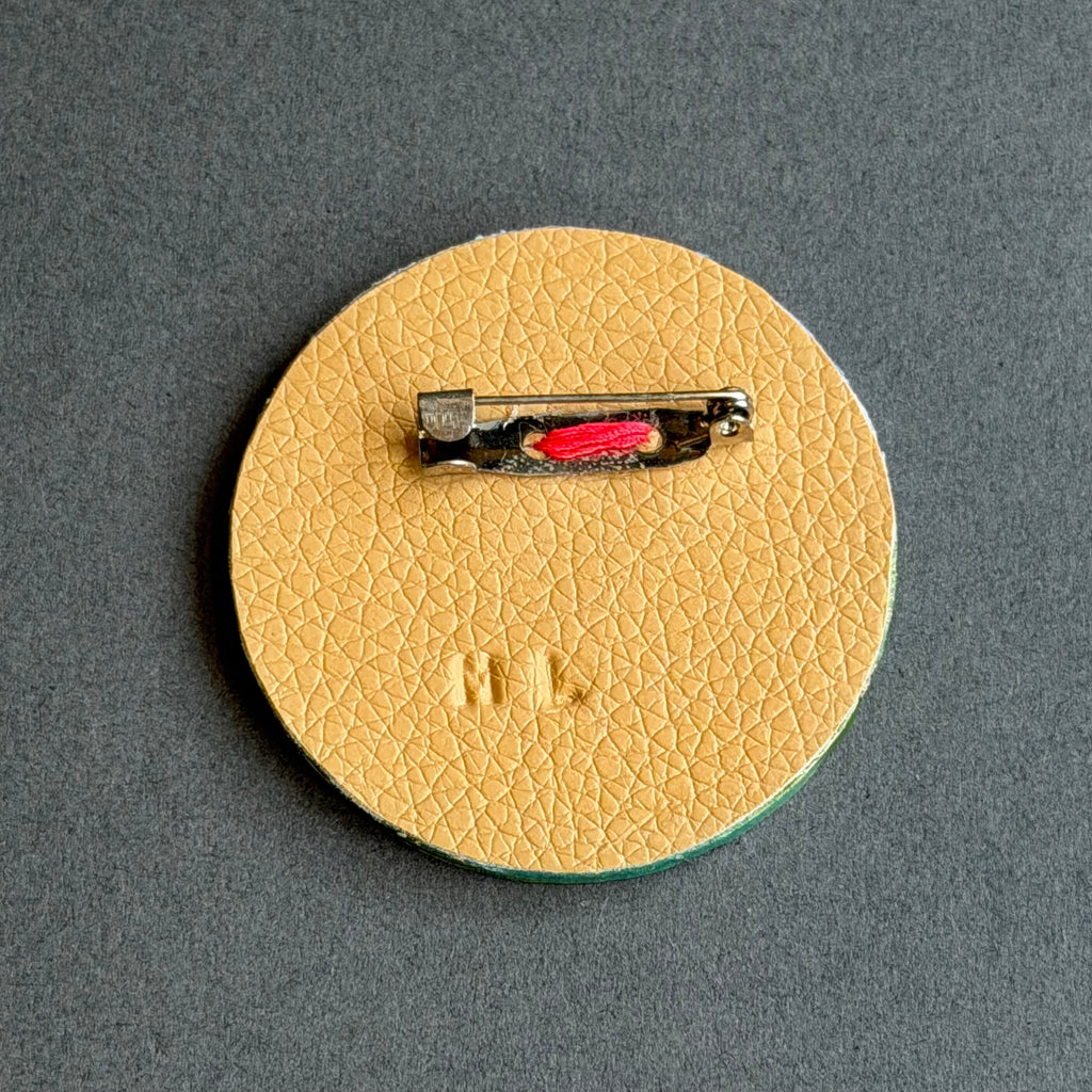 Hand-Painted Landscape Brooch - Round