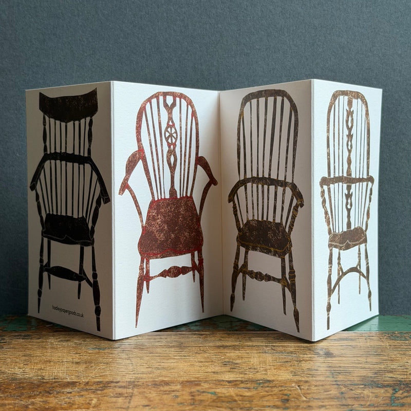 Concertina Card - Four Wooden Chairs