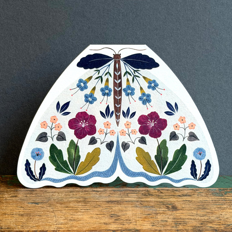 G/Card - Floral Moth Shaped Card - Grey