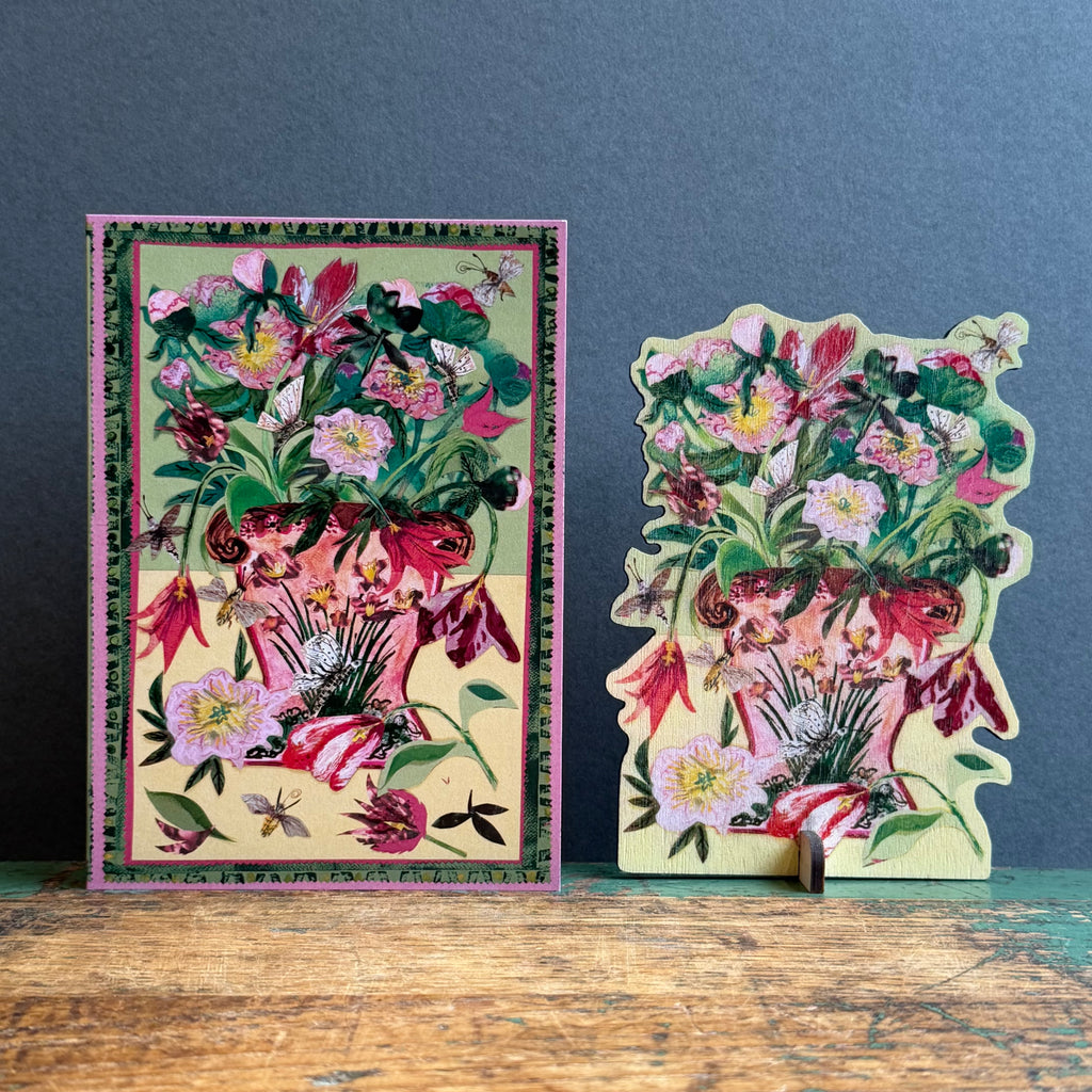 Wooden Keepsake with Greeting Card - Tulips & Peonies
