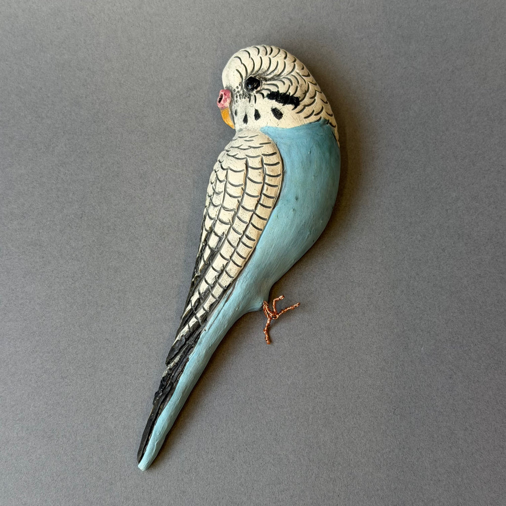 Ceramic Budgie - Single Wall Piece - Side Facing