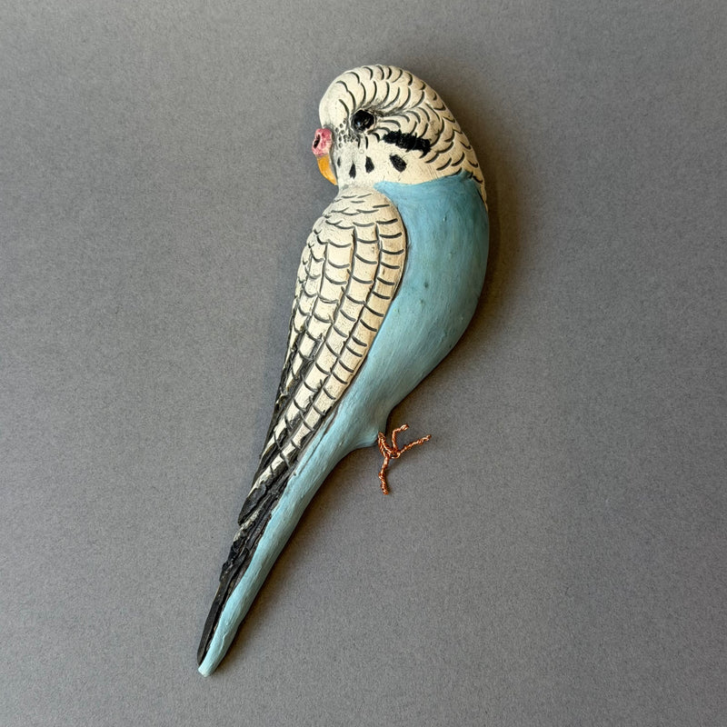 Ceramic Budgie - Single Wall Piece - Side Facing